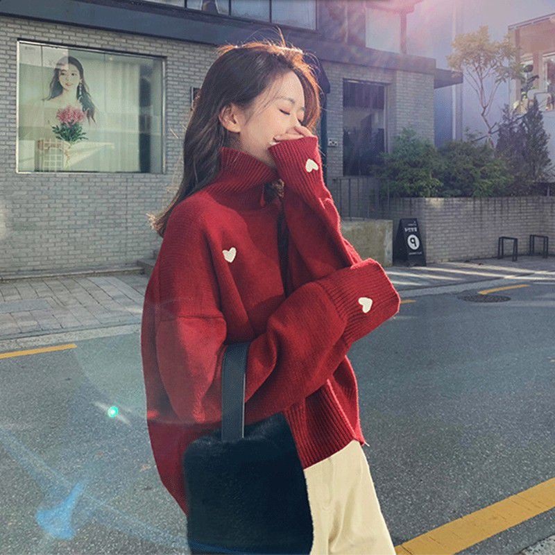 Áo sweater tay dài cổ lọ dáng rộng giữ ấm thời trang thu đông cho nữ