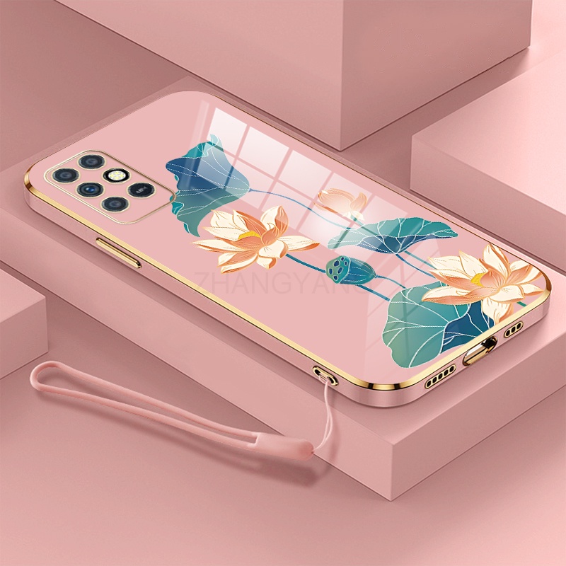 ốp lưng infinix note 8 note 10 note 10 pro Ốp Điện Thoại TPU Dẻo Mạ Màu Họa Tiết Hoa Sen Sang Trọng