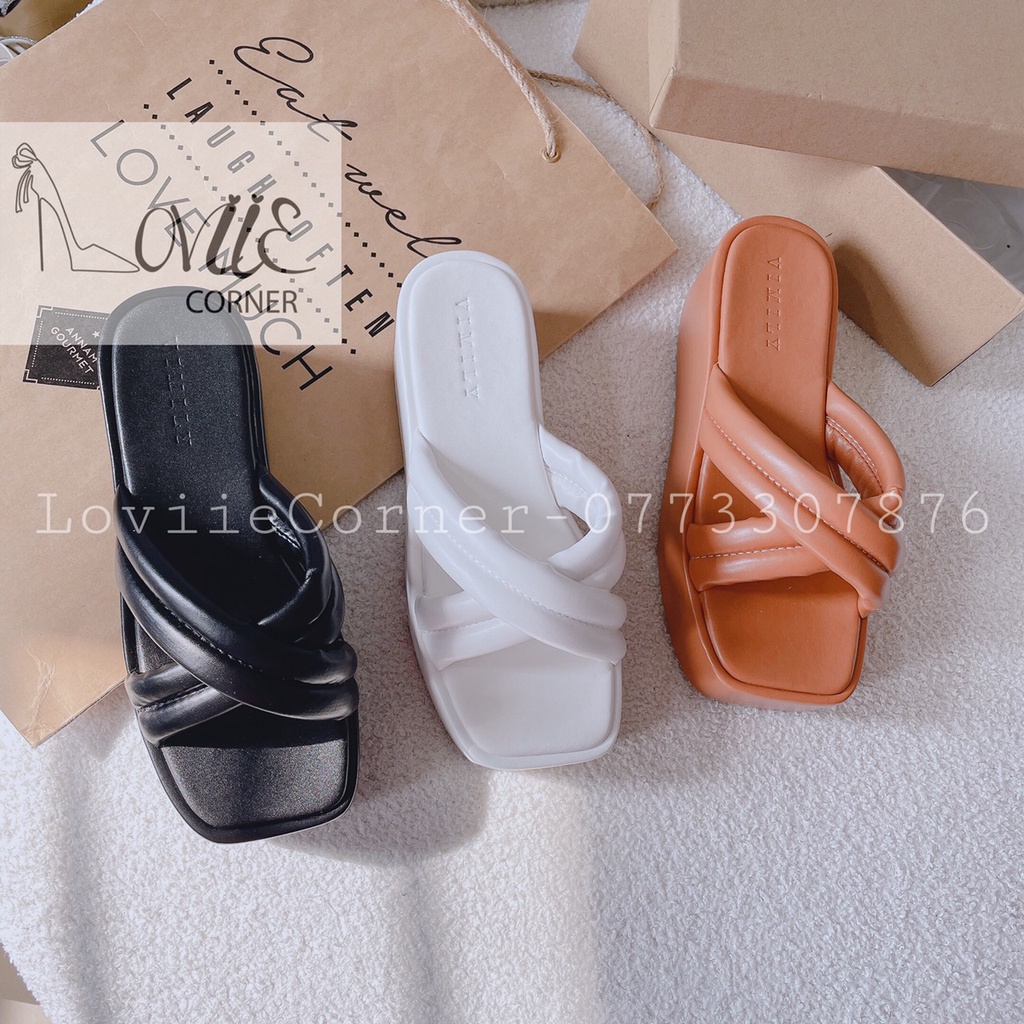 DÉP XUỒNG LOVIIECORNER - DÉP THỜI TRANG PHONG CÁCH HIỆN ĐẠI QUAI NGANG CHÉO ĐẾ CAO 7 PHÂN D220876
