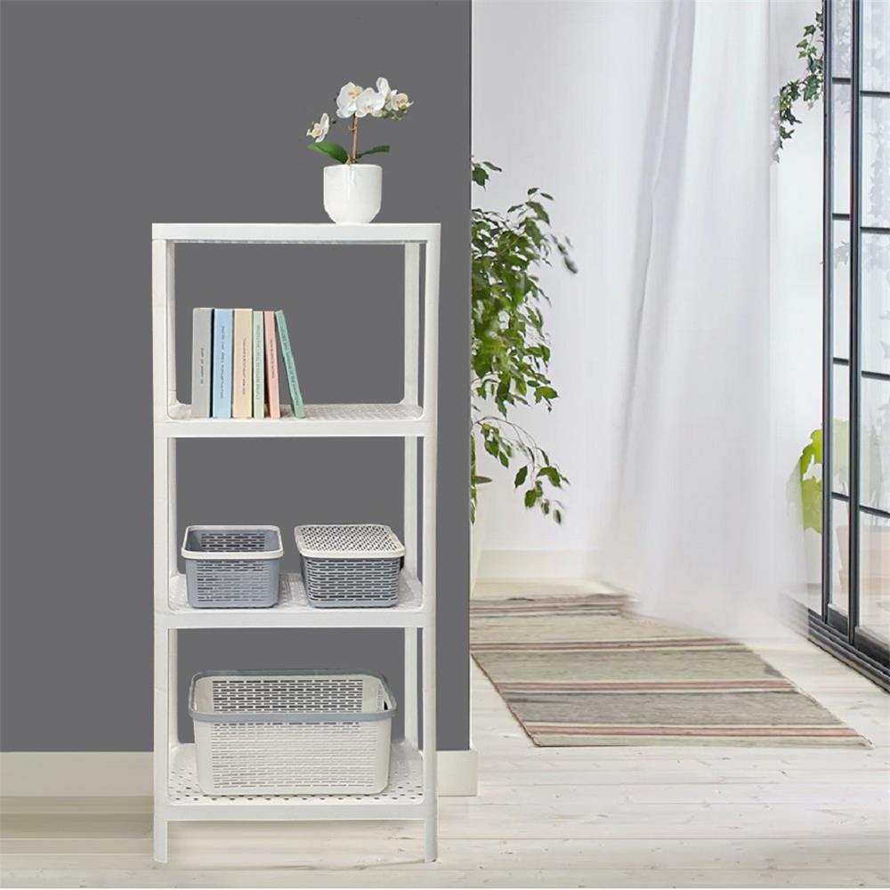 HomeBase STACKO kệ nhựa 4 tầng MONO Thái Lan W50xH116.1xD30cm màu trắng