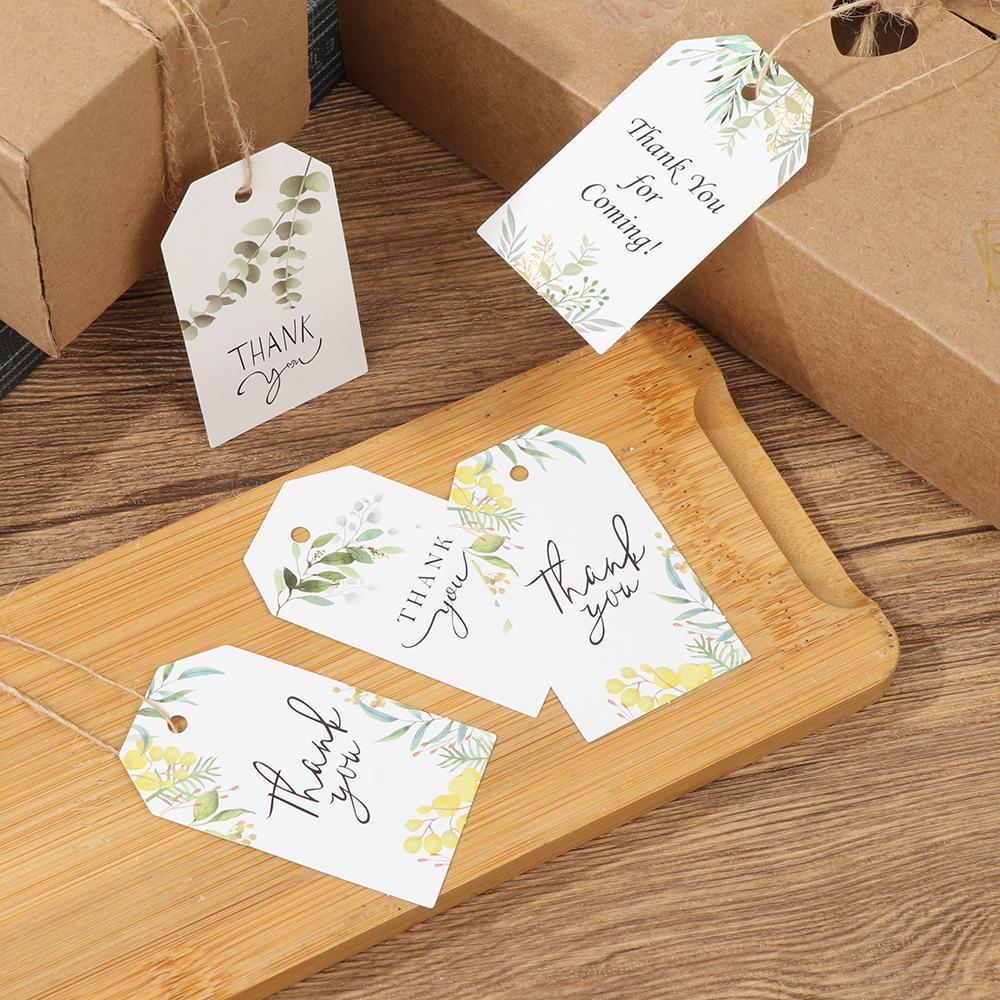 LAKAMIER Set 50 Lá Xanh Kèm Dây Treo Dùng Để Trang Trí Quà Tặng