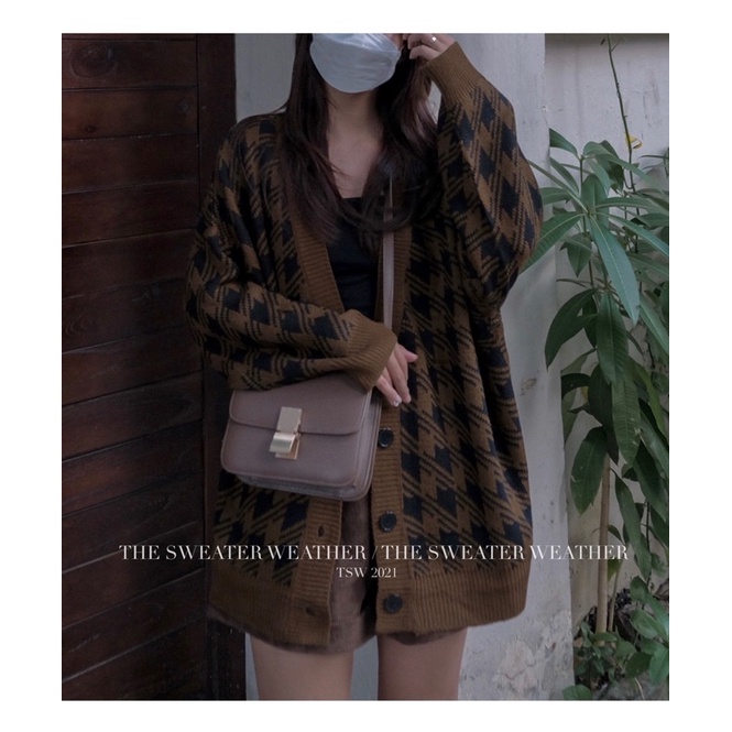 [Mã SKAMPUSH11 giảm 10% đơn 200k] Áo khoác cardigan HOẠ TIẾT dáng dài 2 màu BE/NÂU ( Ảnh thật ) | BigBuy360 - bigbuy360.vn