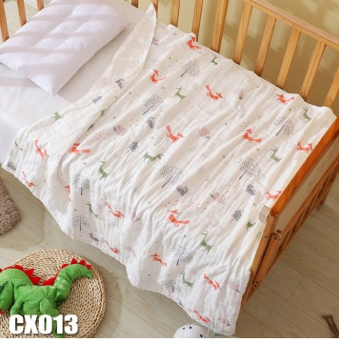 Chăn đắp xô nhăn 6 lớp in hoa xuất Nhạt cho bé nhiều mẫu ( KT 105cm x105cm )