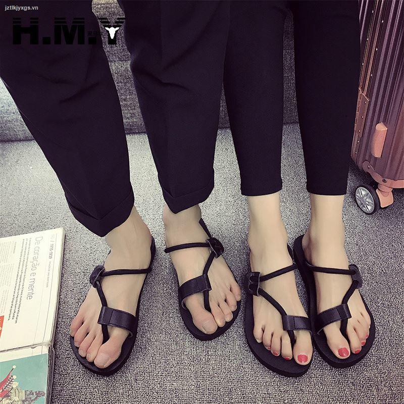 ❃ new simple non-slip flat bottom ladies flip flops summer Roman sandals heel beach and slippers