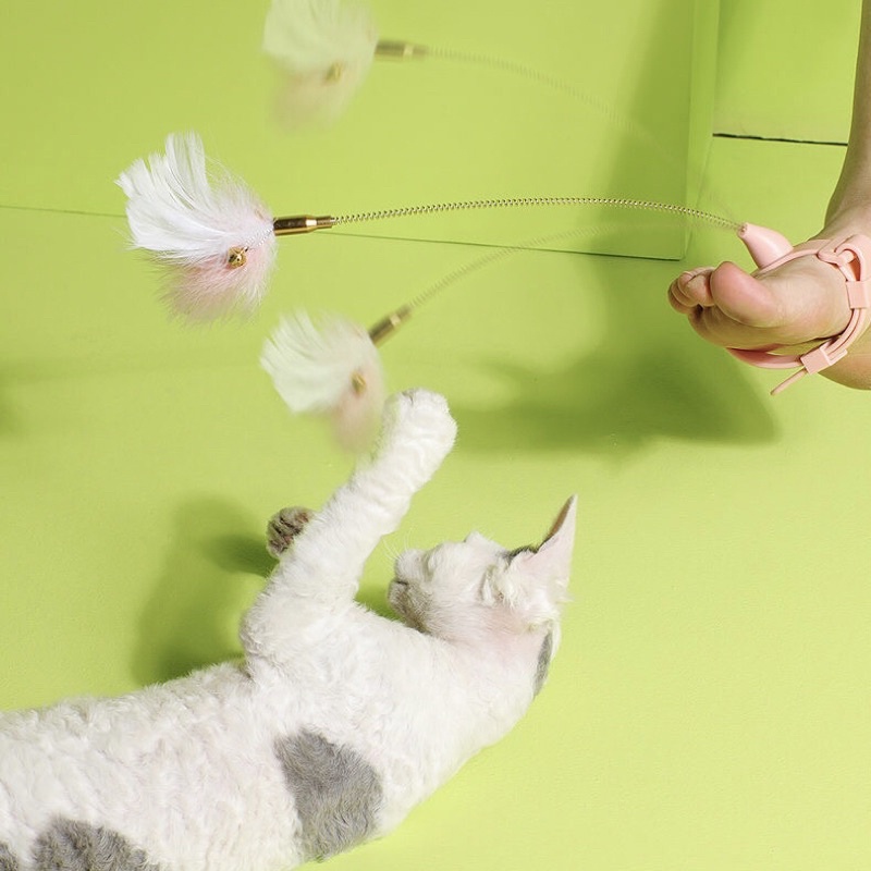 [Petseek cat toy] Cần câu tự chơi cho mèo vui nhộn, vòng đeo cần câu ngộ nghĩnh xinh xắn