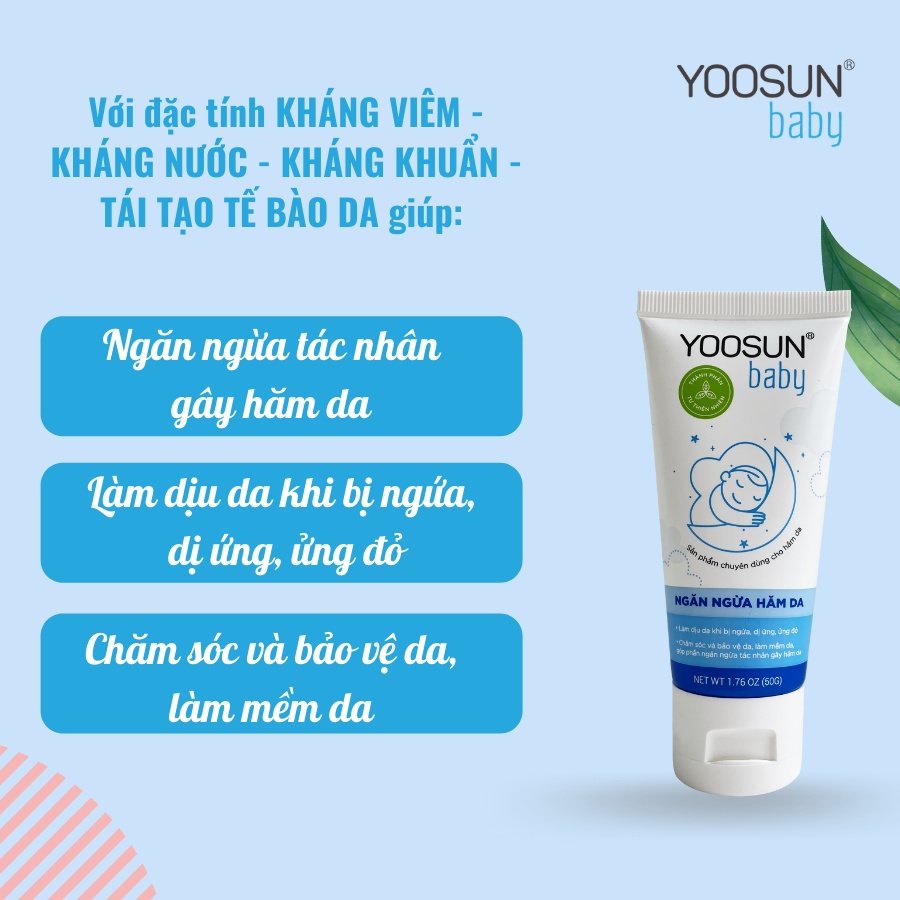 Combo 2 tuýp kem YOOSUN Baby 50gr giúp ngăn ngừa hăm da, dịu mẩn ngứa tặng 1 hộp rơ lưỡi em bé trị giá 15k