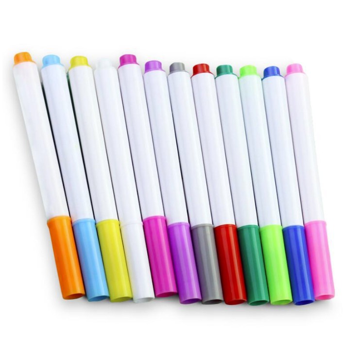 Bộ 12 bút màu an toàn cho trẻ em, tan trong nước, sử dụng cho sách, bảng vẽ tự xóa