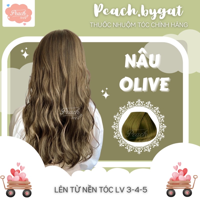 Thuốc nhuộm tóc màu NÂU OLIVE không cần sử dụng thuốc tẩy tóc của Peach.bygat
