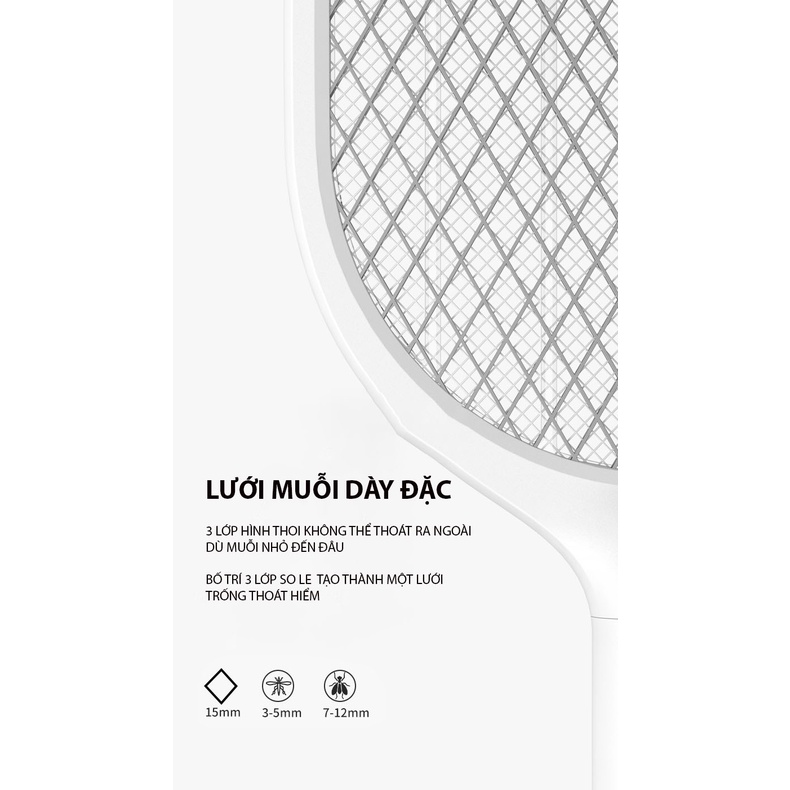 Vợt Muỗi Thông Minh Kiêm Đèn Bắt Muỗi Tự Động Jisulife MS02 - 3 Chức Năng Trong 1 - Điện Áp Cao 2700V - Pin 1800mAh