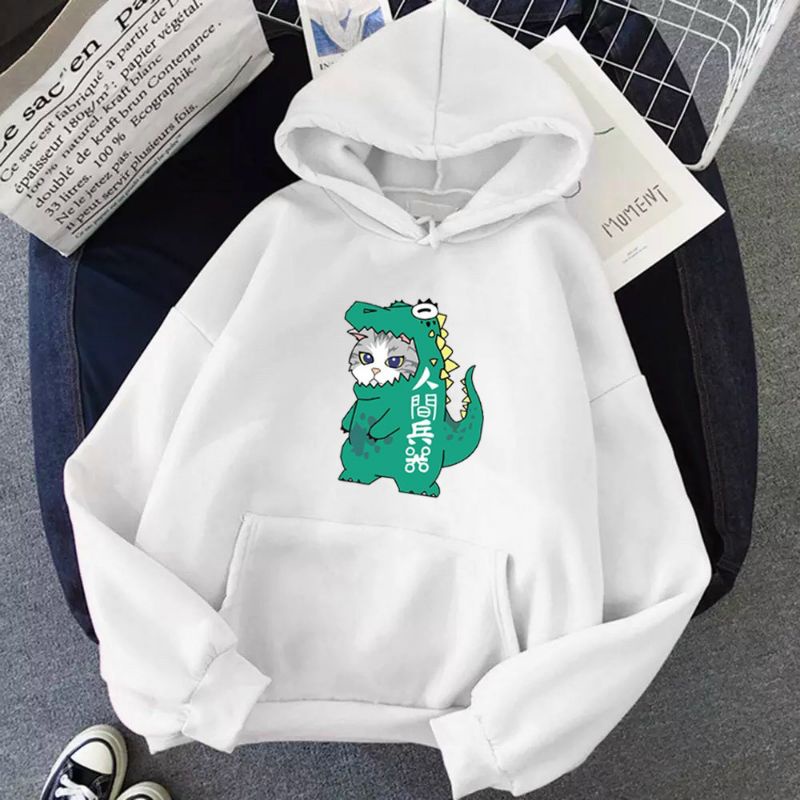 ÁO KHOÁC NỈ HOODIE UNISEX- NAM NỮ- PHONG CÁCH,MAY KĨ-IN MÈO COSPLAY KHỦNG LONG