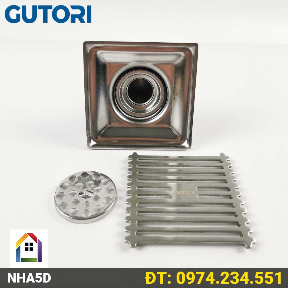 Thoát sàn ngăn mùi tốt 10x10cm Gutori FB1010 - Phễu thoát sàn Inox su304