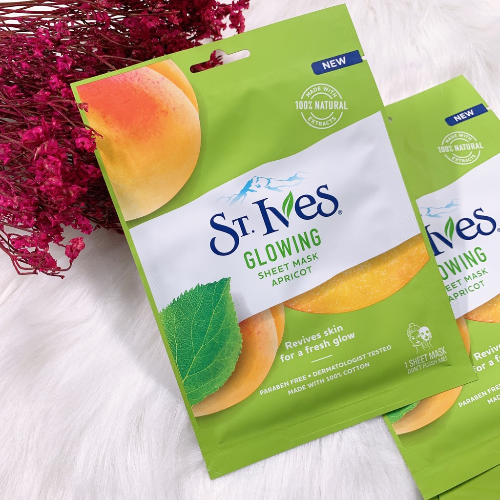 Mặt Nạ dưỡng da St.Ives Phục Hồi Tươi Tắn Chiết Xuất Quả Mơ 25ml Glowing Sheet Mask Apricot