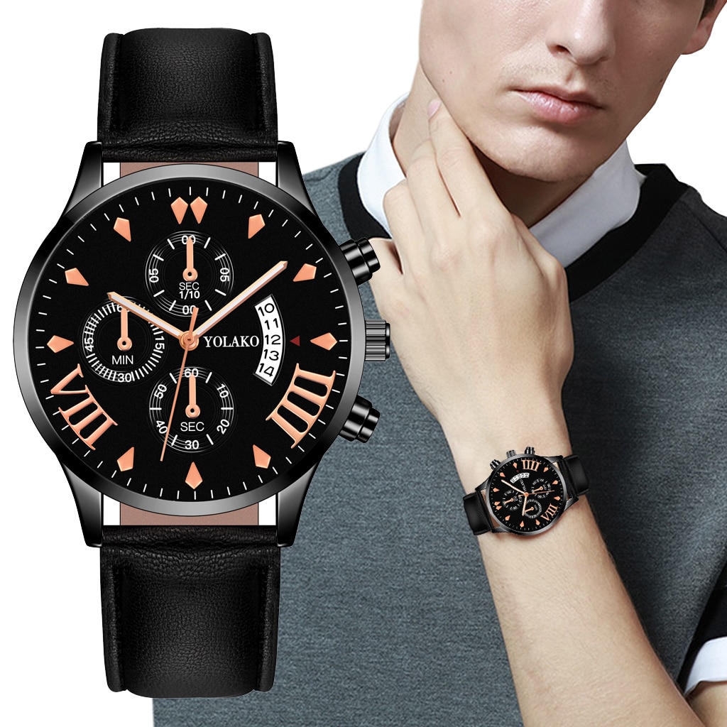 Men's Watch Sports Watches for Men Leather Strap Wrist Watches Clock