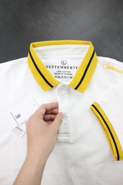 Áo Polo Cotton 100% viền cổ vàng- SEPTEMBER7TH