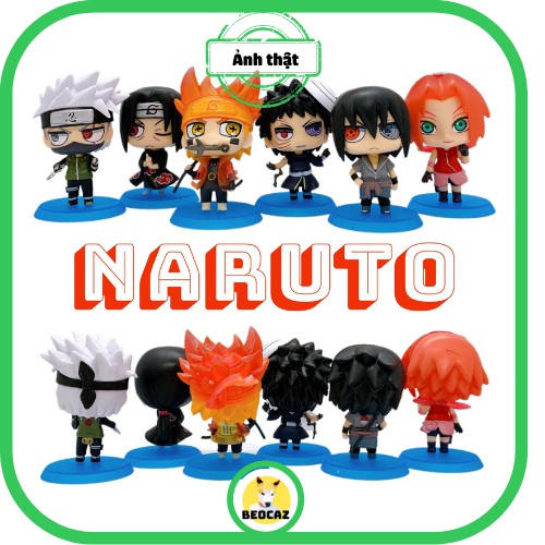 [Tặng Hộp Bảo Vệ] Mô Hình chibi 06 nhân vật truyện Naruto Sasuke Kakashi Obito Sakura Itachi bền màu