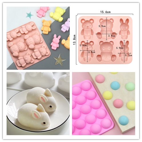 Khuôn Silicone Làm Bánh Kẹo Hình Thỏ/Gấu Hoạt Hình Nhỏ Xinh