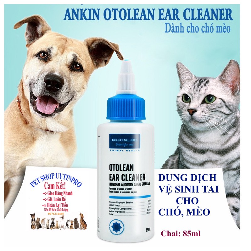 DUNG DỊCH VỆ SINH TAI CHO CHÓ MÈO THÚ CƯNG Alkinlab Otolean Ear Cleaner Chai 85ml Loại bỏ hôi tai Lấy đi cặn bẩn