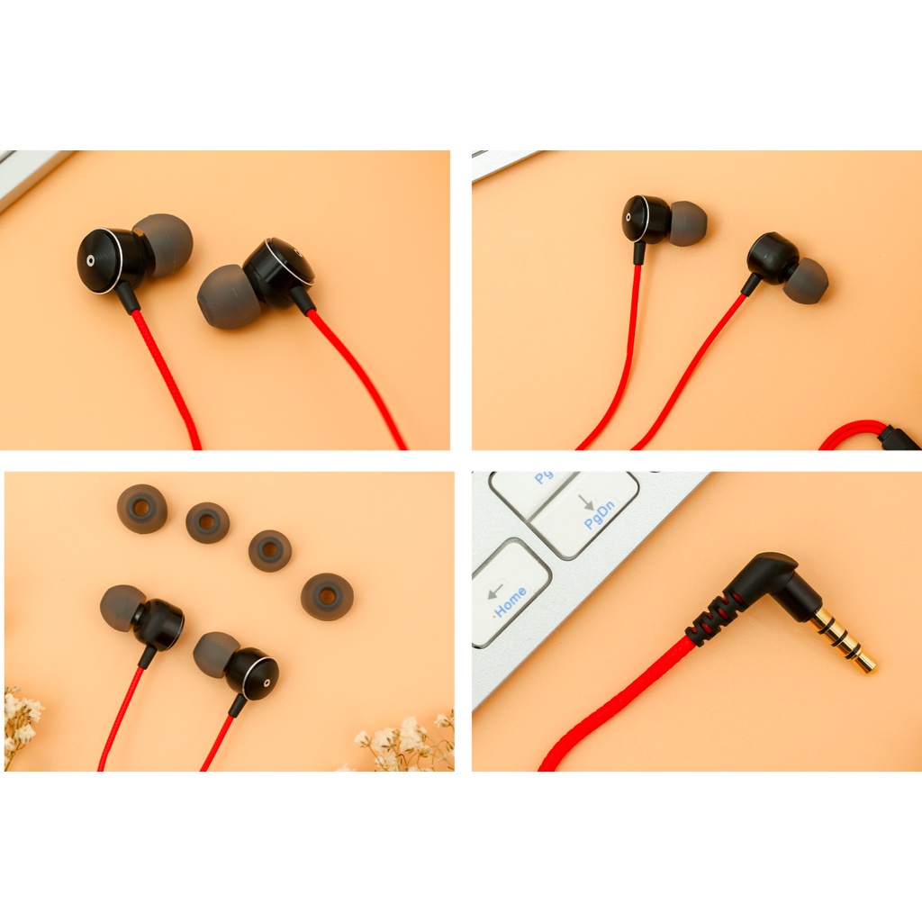 Tai Nghe Rapoo EP28 Màu Đỏ Nhét Tai Sport Đàm Thoại - Bảo Hành 2 Năm 1 Đổi 1