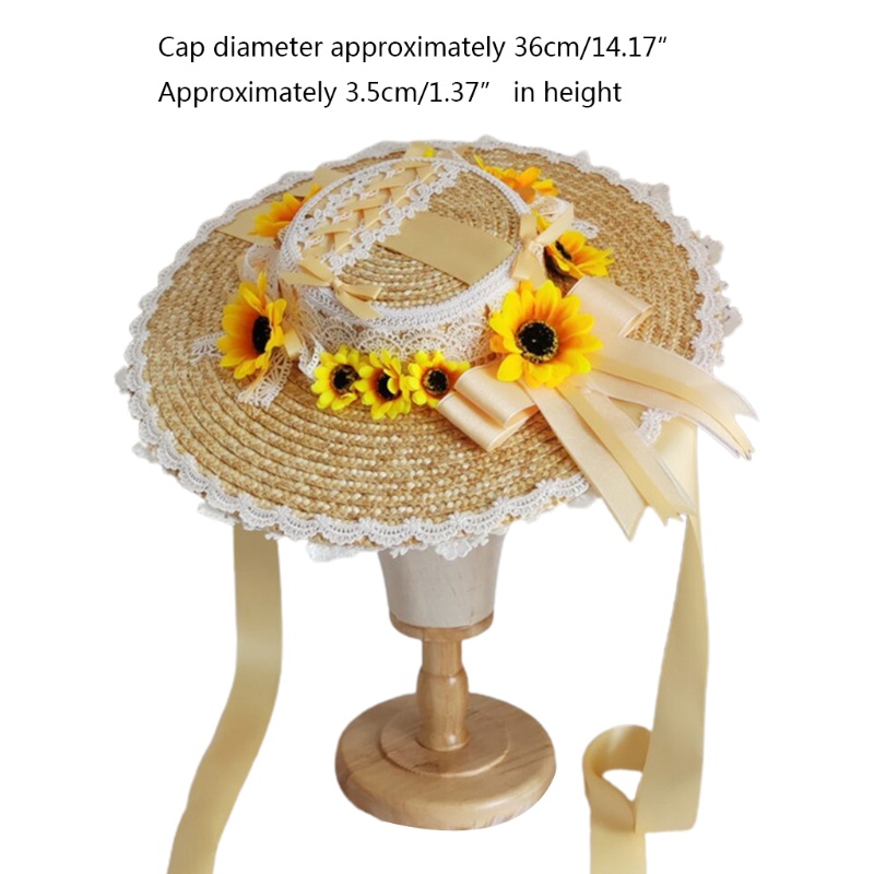 Băng Đô Cài Tóc Đính Nơ Ren Hoa Hướng Dương Phong Cách Lolita