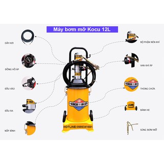 Máy bơm mỡ khí nén kocu gz8 12l