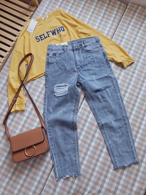 Quần baggy jeans rách gối 2 loại