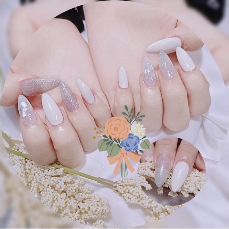 Nail box ẩn, nhũ tặng kèm keo và dũa(ib chọn size)
