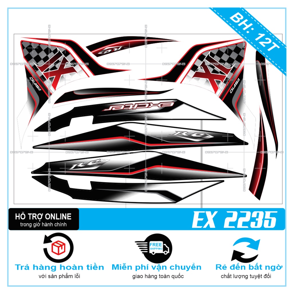 TEM RỜI EX 2011 IX TRẮNG ĐEN -- SHIN DECAL 2