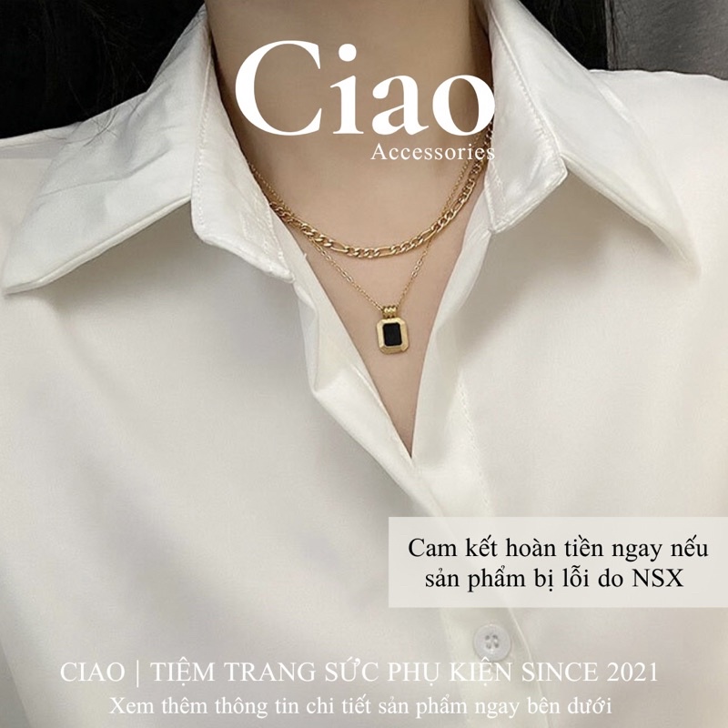 [HOẢ TỐC 1H] Dây chuyền/ Vòng cổ titan không gỉ thiết kế 2 lớp phong cách trendy Aisha Ciao