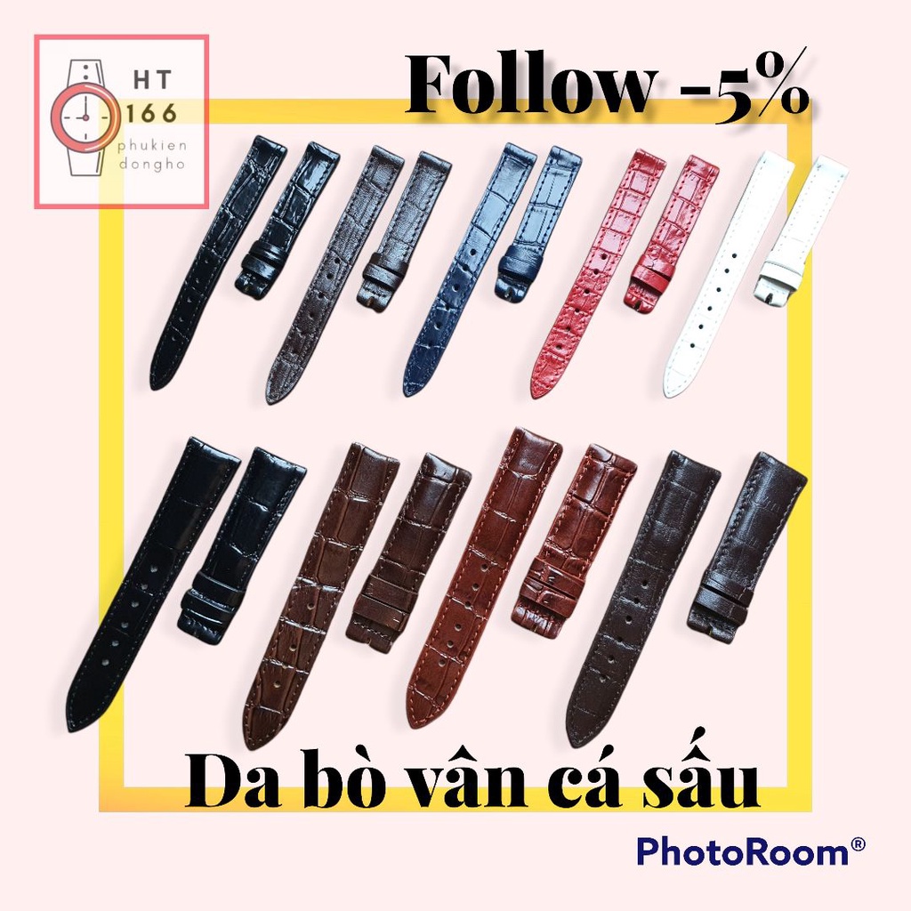 Dây đồng hồ da bò vân cá sấu - Hoàn tiền x2 nếu không phải da thật
