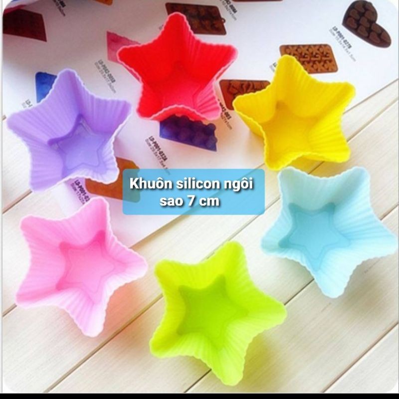 Set 10 khuôn silicon cupcake 7 cm nhiều mẫu làm bánh da lợn, muffin hình tròn, tim , ngôi sao