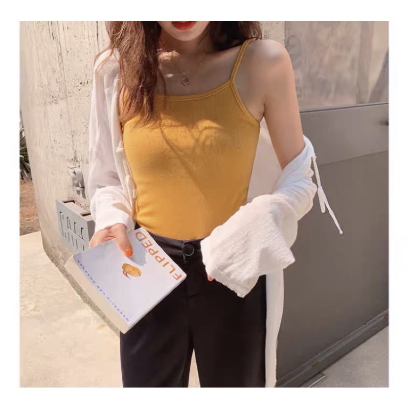 Áo 2 dây thun gân nhiều màu