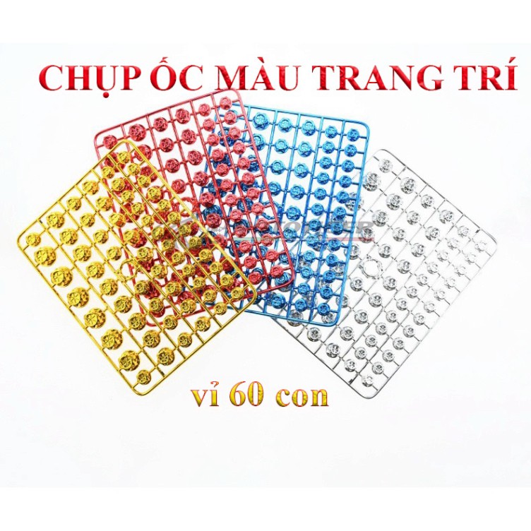 Chụp ốc màu trang trí xe máy -giá 1 vỉ 60 con