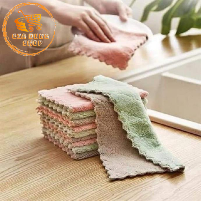 Khăn Lau Nhà Bếp Đa Năng 2 Màu Siêu Thấm Nước Kích Thước 14 x 21cm