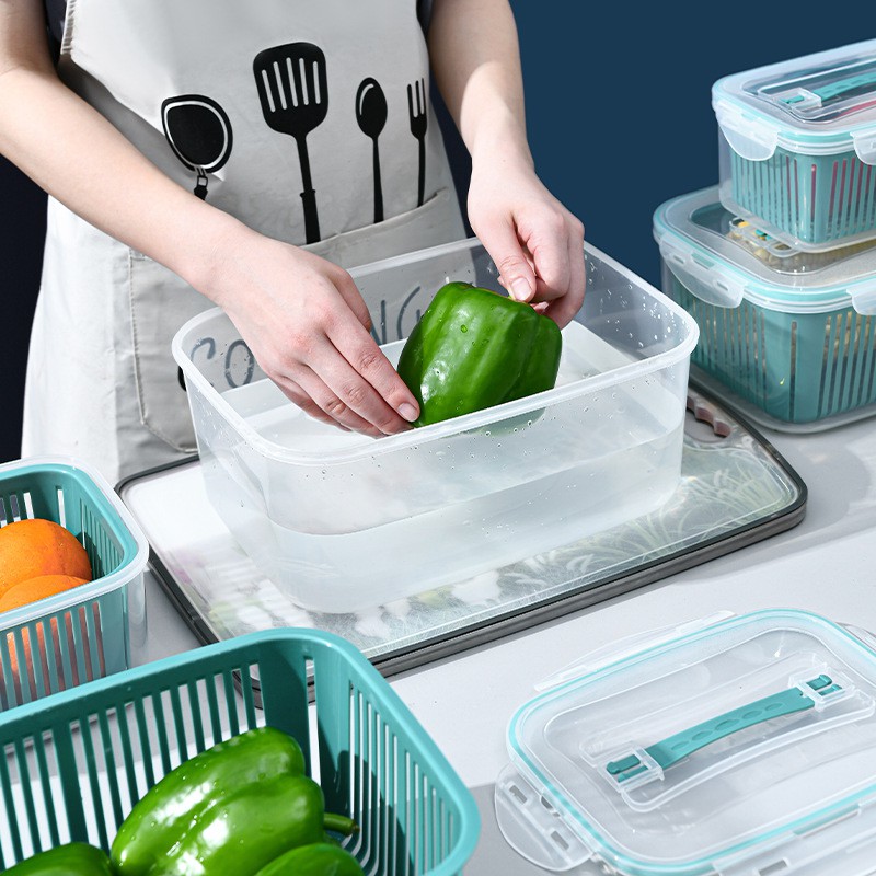 Set 5 hộp đựng đồ ăn, bảo quản đồ ăn tủ lạnh có lỗ ráo nướcSHOPEMTRANG07Hộp Đựng Thực Phẩm Bảo Quản Tủ Lạnh Đa Năng