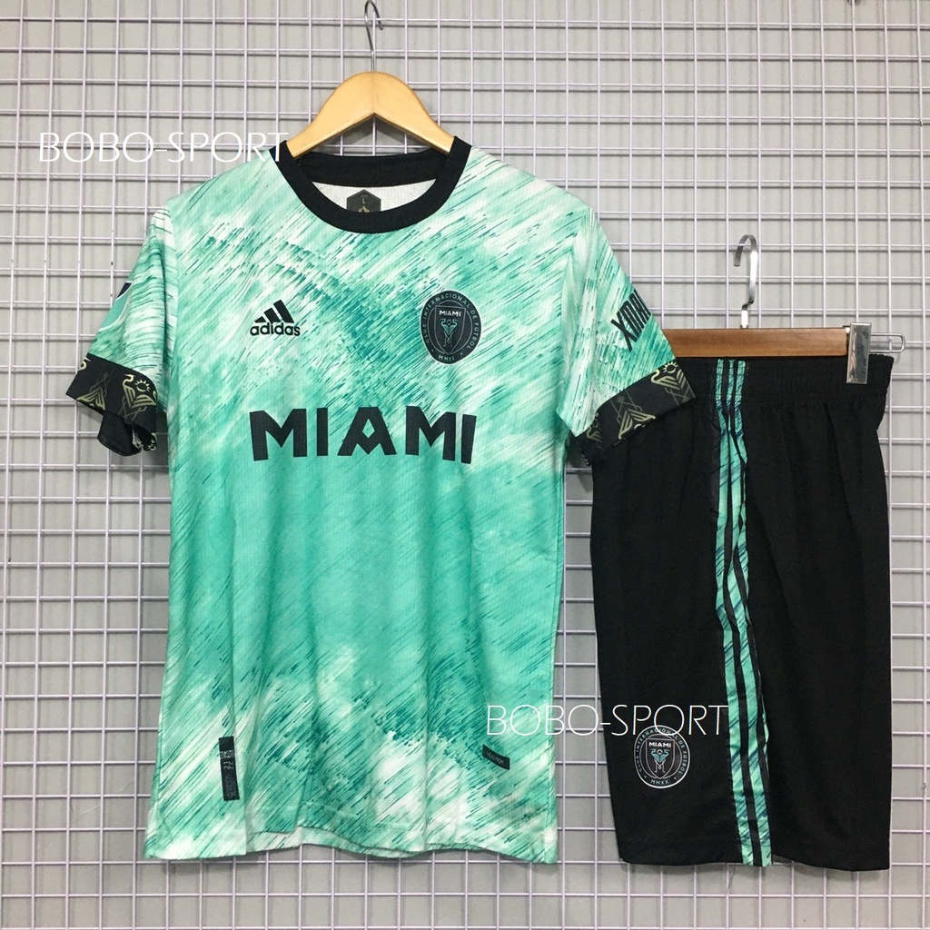Bộ quần áo đá banh CLB inter Miami xanh ngọc 2023 thun mè cao cấp cận fex thái- FLG