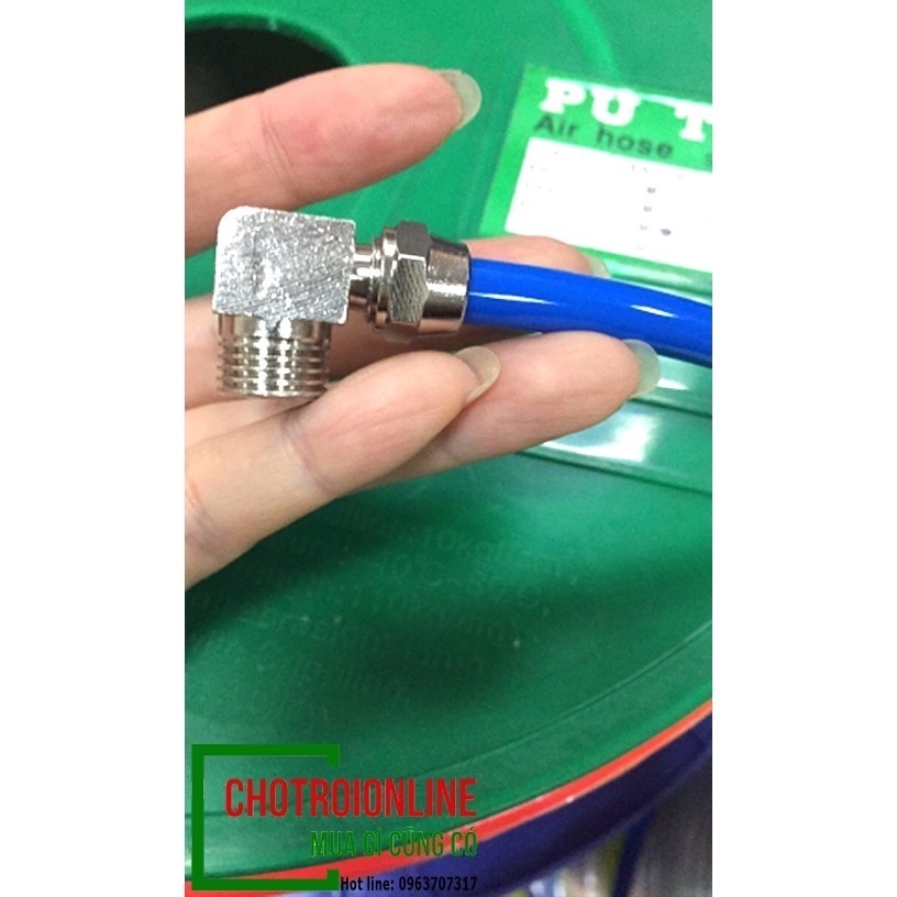 Đầu nối góc ren 1/4 cắm ống khí phi 10 - Đầu nối nhanh dây hơi khí nén
