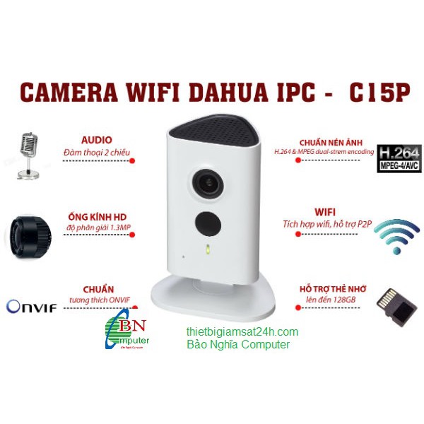 [Mã 159ELSALE hoàn 7% đơn 300K] Camera wifi Dahua IPC C15P chính hãng bảo hành 24 tháng dss