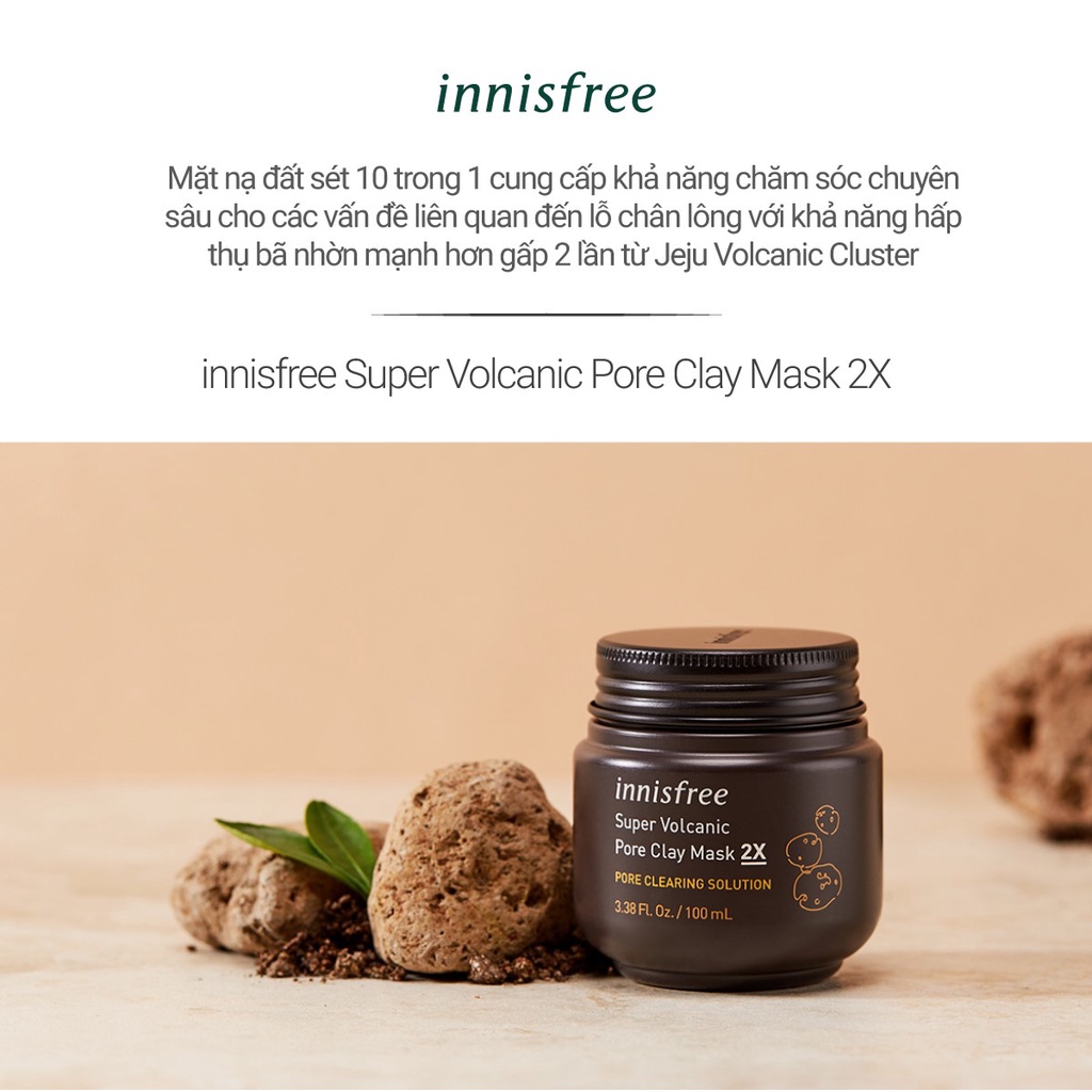 (Quà tặng) Bộ siêu mặt nạ chăm sóc lỗ chân lông innisfree Super Volcanic Pore Clay Mask 2X Set