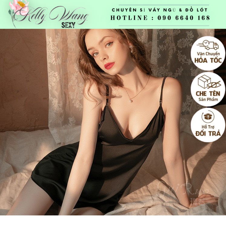 SX293  - Váy ngủ lụa hai dây sexy KELLY WANG