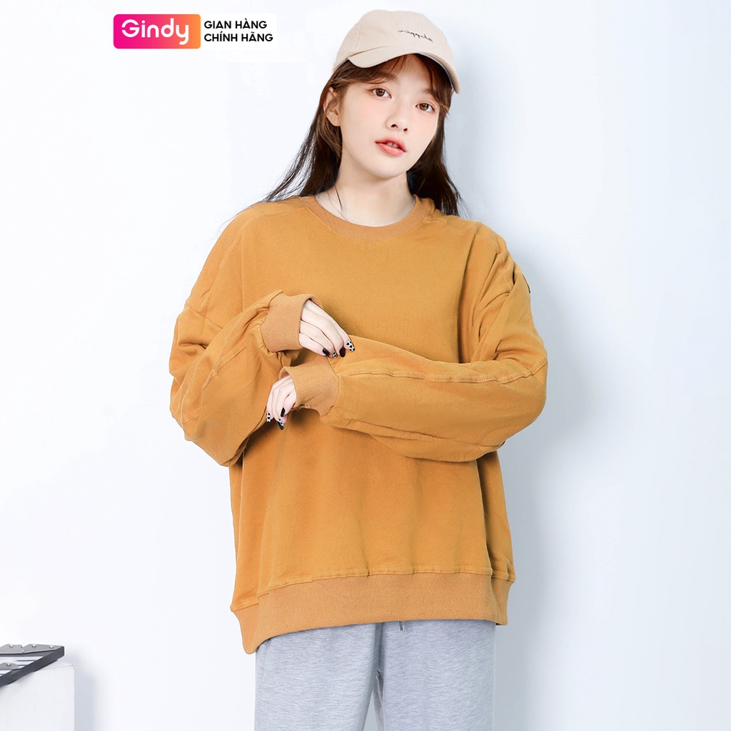 Áo nỉ sweater dài tay GINDY trơn basic form rộng đơn giản dễ phối đồ thời trang thu đông AMN005 | BigBuy360 - bigbuy360.vn