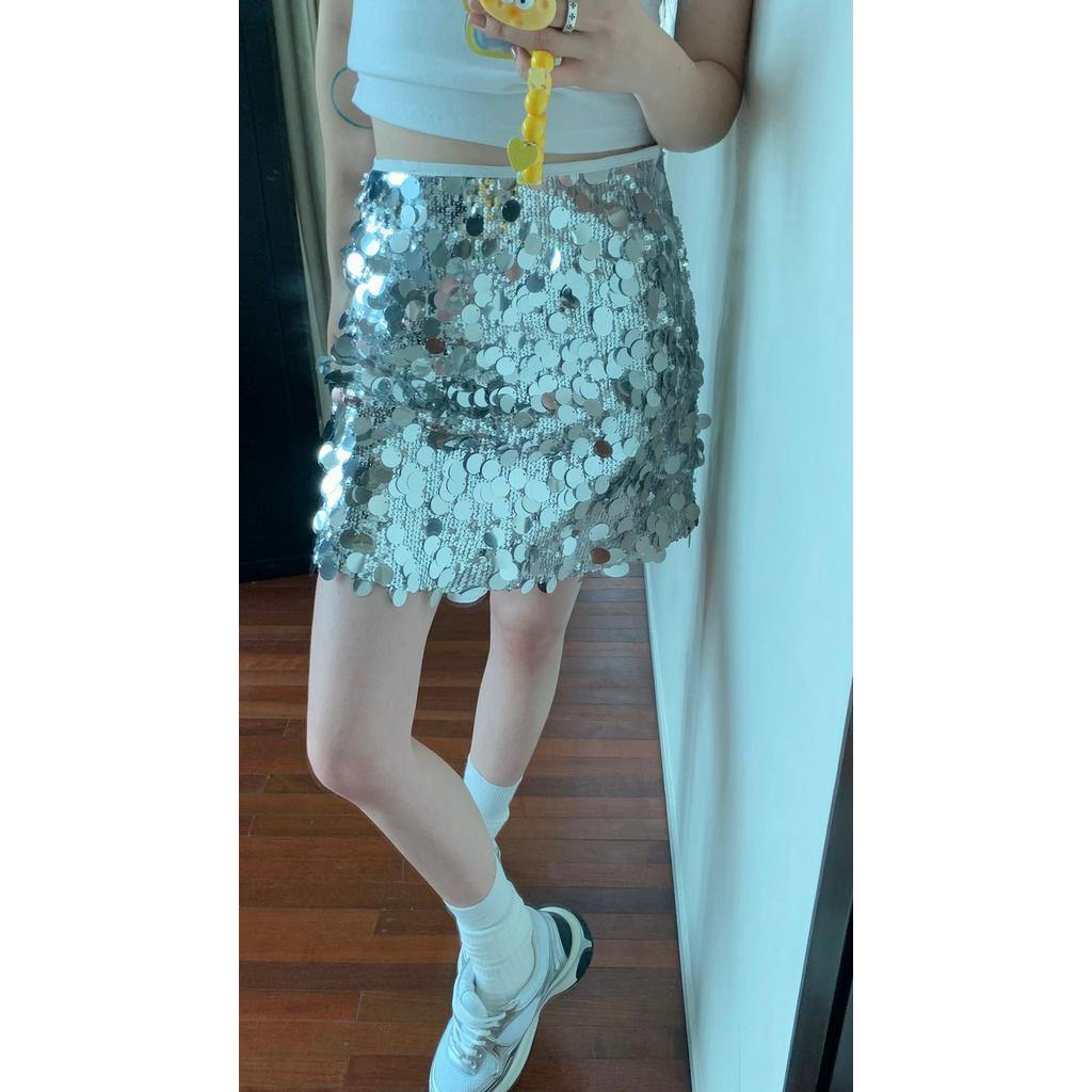 Chân Váy Ngắn Dáng Chữ A Đính Kim Sa Thời Trang 2023 Cho Nữ