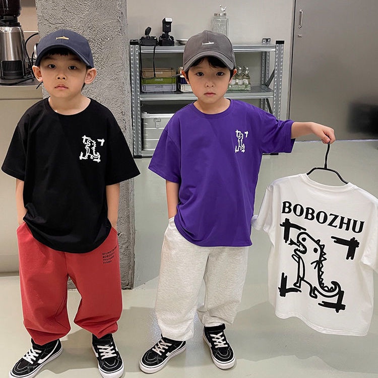 [Grow Up with You] Áo Thun Cotton Tay Lỡ Dáng Rộng Phong Cách Mùa Hè Mẫu Mới 2022 Cho Bé Trai