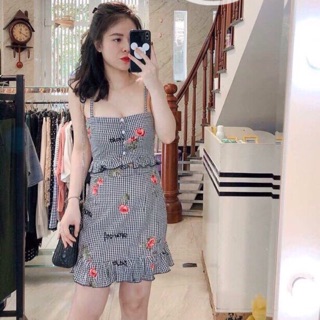 Set đầm caro cực xinh cho bạn gái