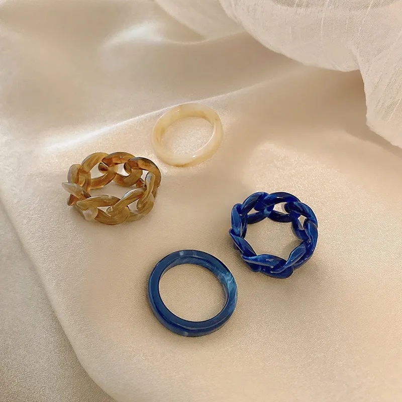 Set Nhẫn Resin Thiết Kế Đơn Giản Thời Trang Cho Nữ