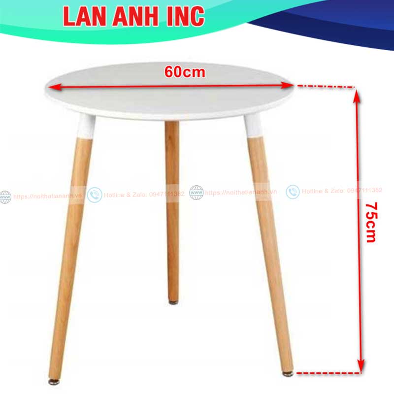 Bộ bàn ăn cafe tròn 3 ghế đẹp hiện đại giá rẻ Eames LA_BBA04