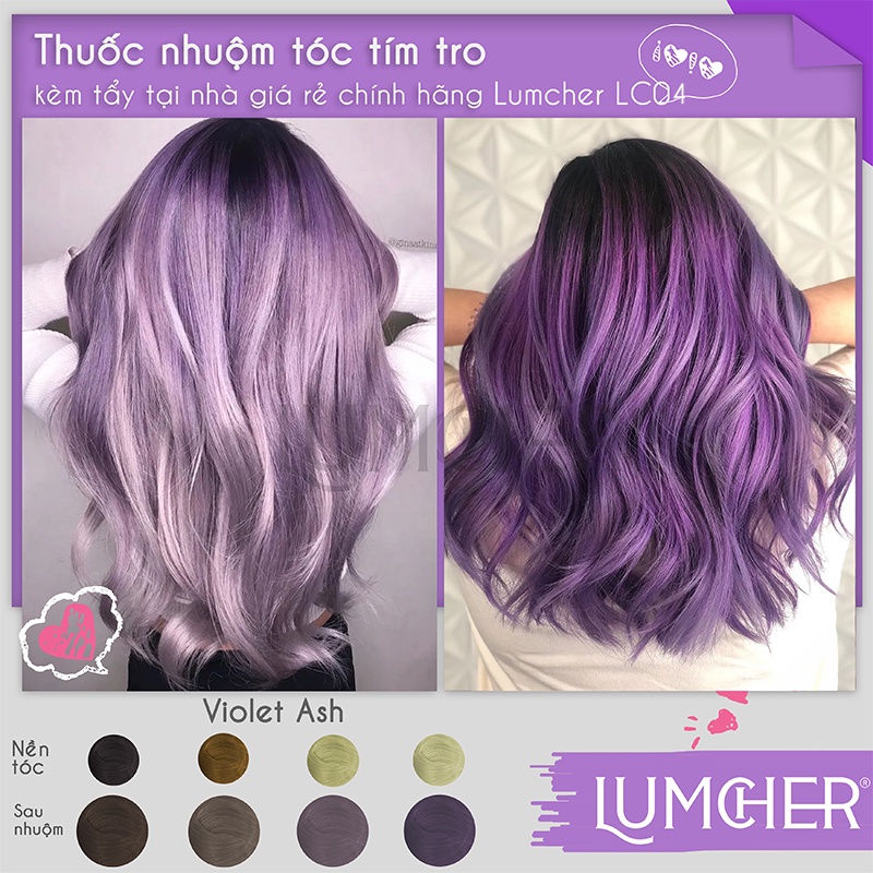 Thuốc Nhuộm Tóc Tím Tro Kèm Tẩy Tại Nhà Giá Rẻ Chính Hãng Lumcher Lc04