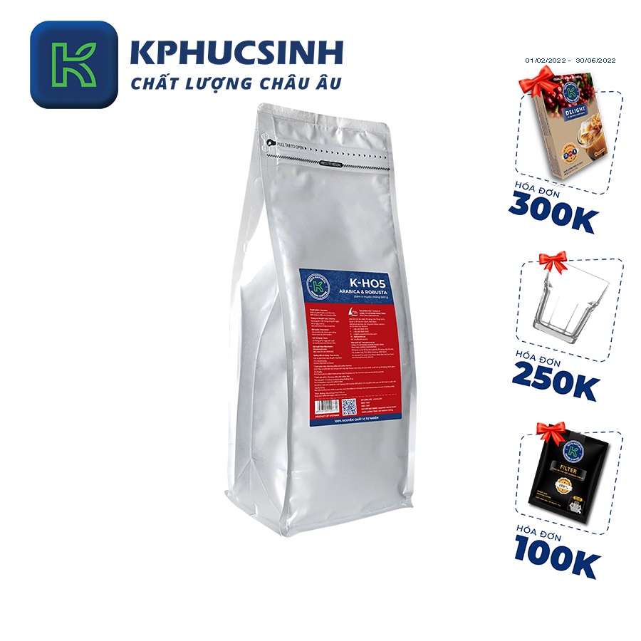 Combo 2 túi cà phê rang xay nguyên chất xuất khẩu K HO5 500g/túi KPHUCSINH - Hàng Chính Hãng