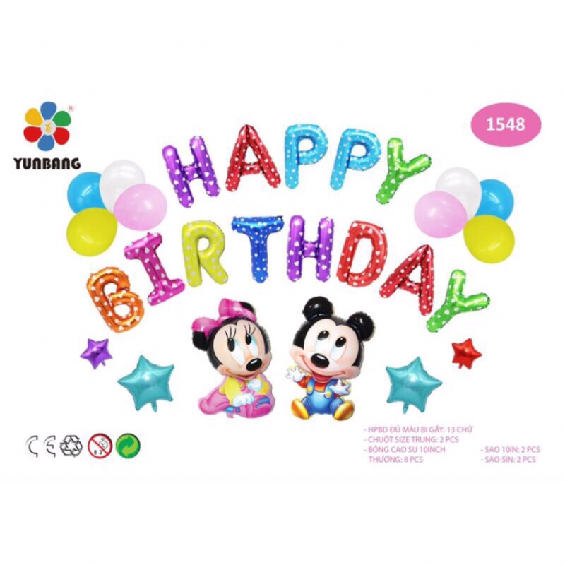 Set Bóng Sinh Nhật Thôi Nôi Tuổi Chuột Mickey (Đọc kỹ khi mua)