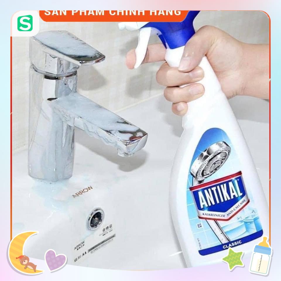 Antikal - Chai xịt dung dịch tẩy cặn bám trên inox trong nhà tắm Febreze hương hoa 700ml - hàng nhập khẩu Đức