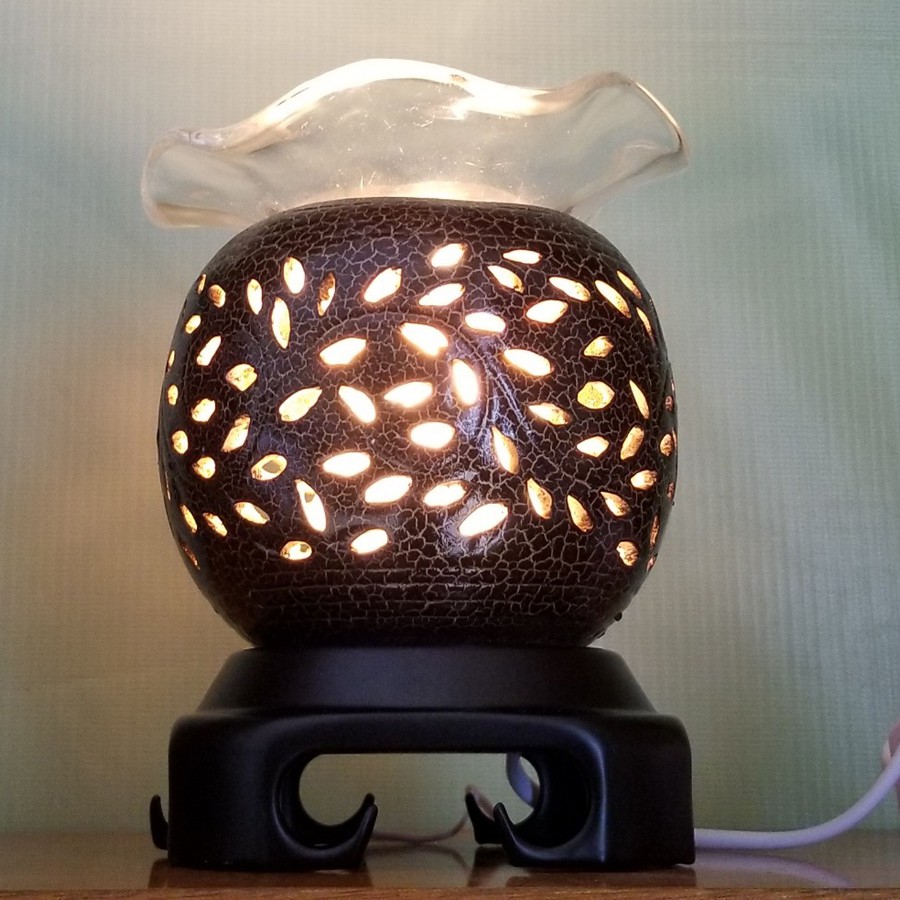 Đèn xông tinh dầu điện bằng gốm lá nhỏ